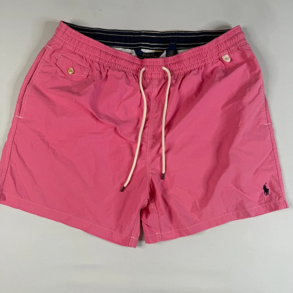 Polo Ralph Lauren Swim Trunks Mens‎ XXL Pink Nylon Mesh Lined Pony Logo Shorts
